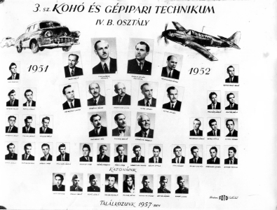 3. sz. KOHÓ ÉS GÉPIPARI TECHNIKUM 1951-1952 IV. B OSZTÁLYA.