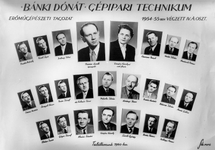 BÁNKI DONÁT GÉPIPARI TECHNIKUM EROMUGÉPÉSZETI TAGOZAT 1954-55-ben VÉGZETT IV. A. OSZT.