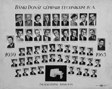 ÉLELMISZERIPARI TECHNIKUM DOLGOZÓK TARTÓSÍTÓ ÉS HÚSIPARI TAGOZATA IV. A. 1959-1963
