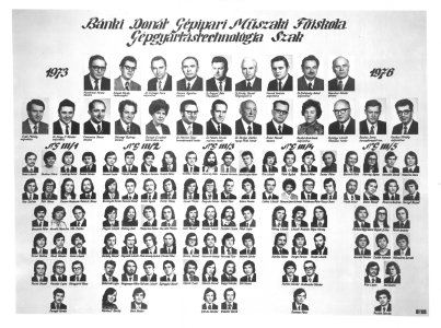 BÁNKI DONÁT GÉPIPARI MÛSZAKI FÕISKOLA GÉPGYÁRTÁSTECHNOLÓGIA SZAK 1973-1976