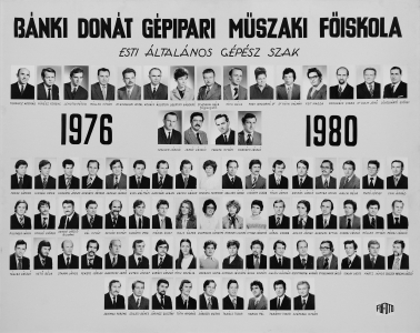 BÁNKI DONÁT GÉPIPARI MÛSZAKI FÕISKOLA ESTI ÁLTALÁNOS GÉPÉSZ SZAK 1976-1980
